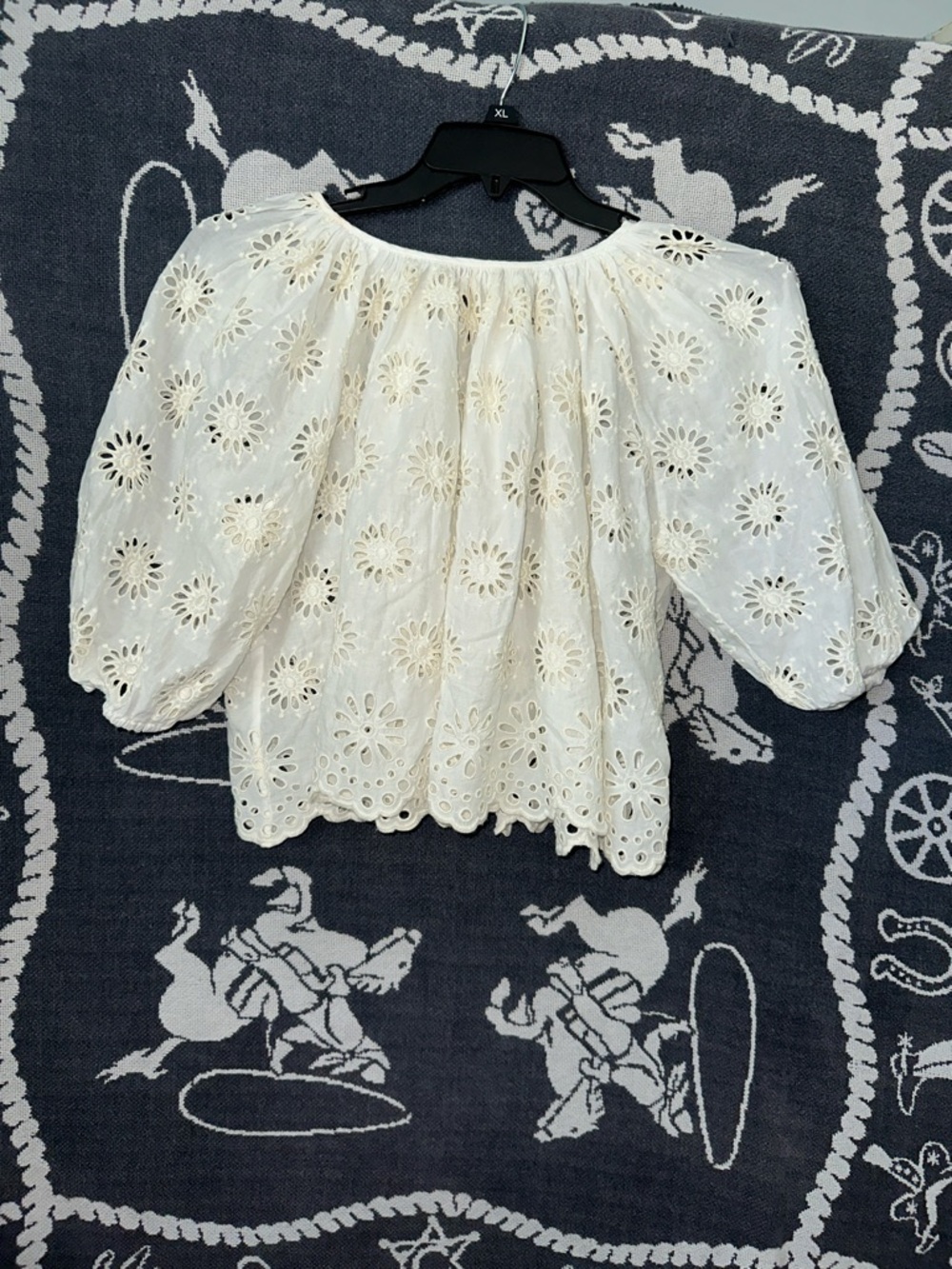 Madewell Ivory Eyelet Peasant Blouse